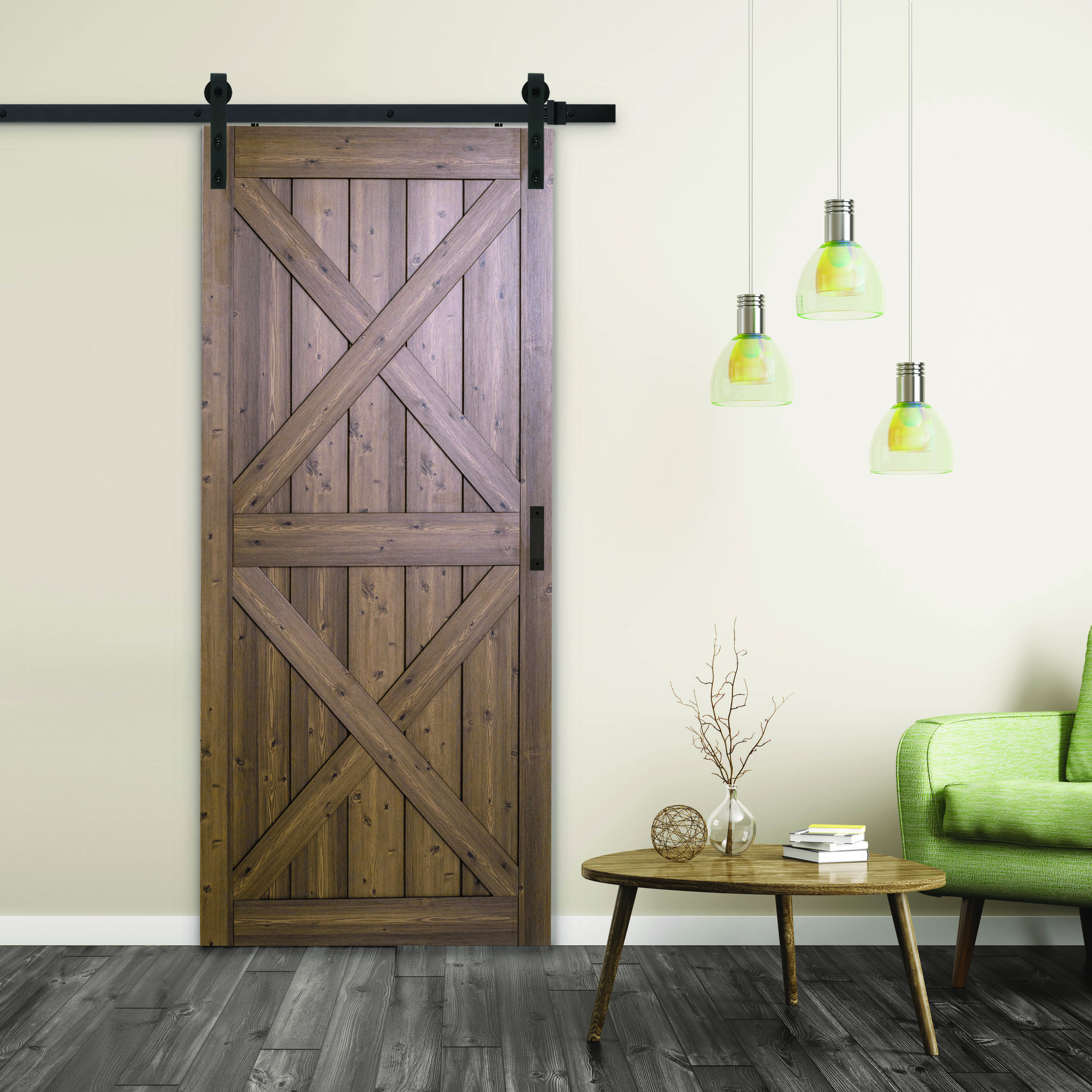 Sagrada Double X-Design Complete Barn Door Kit - Renin Brownstone ...